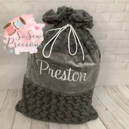 Personalised Plush Christmas Sack , First Christmas , Grey, 1St Christmas, Personalized Stockings - thumbnail 2