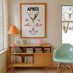 Apr??s Ski Print, Martini Apres Skiing Wall Art, Cabin, Winter Decor, Chalet Skiers, Unframed - thumbnail 3