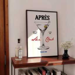 Apr??s Ski Print, Martini Apres Skiing Wall Art, Cabin, Winter Decor, Chalet Skiers, Unframed - thumbnail 2