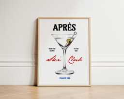 Apr??s Ski Print, Martini Apres Skiing Wall Art, Cabin, Winter Decor, Chalet Skiers, Unframed - thumbnail 1
