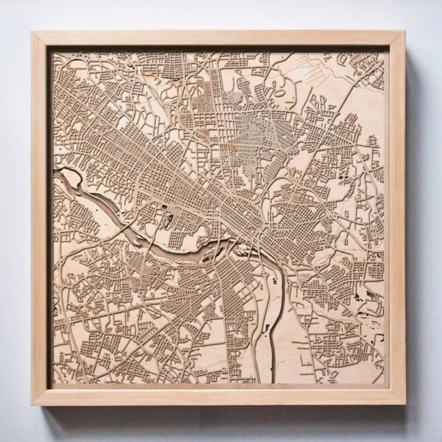 Richmond Virginia Wooden Map - Laser Cut 3D Framed Wall Art - image 1
