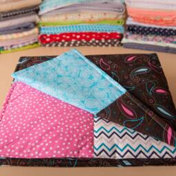 Paisley Baby Girl Quilt, Girls Nursery Bedding, Unique Baby Shower Gift, Gift, New Mom Pink Quilt, Blue Gift - thumbnail 3