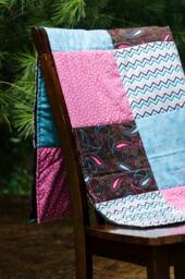 Paisley Baby Girl Quilt, Girls Nursery Bedding, Unique Baby Shower Gift, Gift, New Mom Pink Quilt, Blue Gift - thumbnail 1