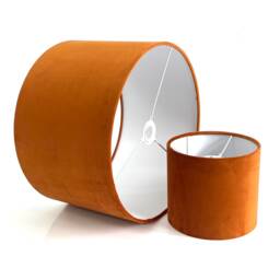 New Handmade Pumpkin Orange Velvet Drum Lamp Shade Suitable For Tables & Ceilings With White Bright Lining All Shapes Available - thumbnail 2