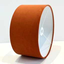 New Handmade Pumpkin Orange Velvet Drum Lamp Shade Suitable For Tables & Ceilings With White Bright Lining All Shapes Available - thumbnail 3