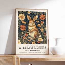 William Morris Poster, Rabbit Print, Animal Floral Botanical Decor, Kew Gardens Art, Wall Art - thumbnail 1