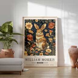 William Morris Poster, Rabbit Print, Animal Floral Botanical Decor, Kew Gardens Art, Wall Art - thumbnail 3