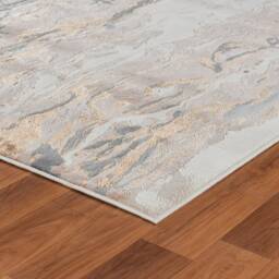 Beige Silver Tide Shimmer Sheen Effect Modern Rug Silky Soft Chic Design Area Mat - thumbnail 3