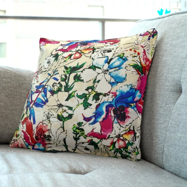 Watercolour Flowers Cushion Cover Throw Pillow. 18 - image 1