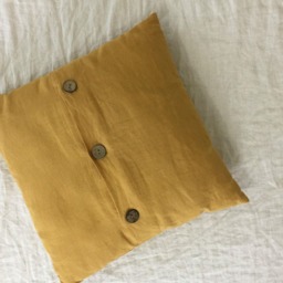Mustard Gold Euro Sham Cover With Wooden Button Closure, Natural Linen Gold Pillowcase - All Sizes, 12x16, 16x16, 18x18, 20x20, 24x24, 26x26 - thumbnail 3