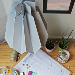 Diy Origami Lampshade in Light Grey Paper - thumbnail 2