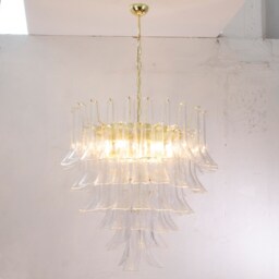 Murano Chandelier Petali ??80 cm - Clear Glass Hand-Blown Italy Hi-End Decorative Lamp - thumbnail 2