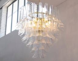 Murano Chandelier Petali ??80 cm - Clear Glass Hand-Blown Italy Hi-End Decorative Lamp - thumbnail 1