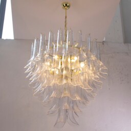 Murano Chandelier Petali ??80 cm - Clear Glass Hand-Blown Italy Hi-End Decorative Lamp - thumbnail 3