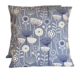 Fryetts Bergen Scandi Floral Cushion Covers Blue Navy On Off-White - Set Of 2 - thumbnail 1