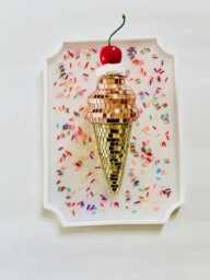 Disco Ice Cream Cone Wall Hanging Funky Pop Art Decor - thumbnail 1