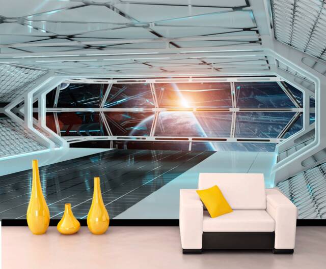 Wall Mural Sci-Fi Photo Art Removable Wall Futuristic Spaceship Fantastic Interioir Self Adhesive Of Starship Interior - image 1