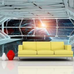 Wall Mural Sci-Fi Photo Art Removable Wall Futuristic Spaceship Fantastic Interioir Self Adhesive Of Starship Interior - thumbnail 2