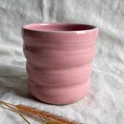 Candy Floss Pink Bubble Ceramic Cup Or Planter, Handmade Glazed Pot, 350Ml Vessel, Unique British Gift, Handcrafted Plant Coffee Cup - thumbnail 2