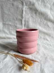 Candy Floss Pink Bubble Ceramic Cup Or Planter, Handmade Glazed Pot, 350Ml Vessel, Unique British Gift, Handcrafted Plant Coffee Cup