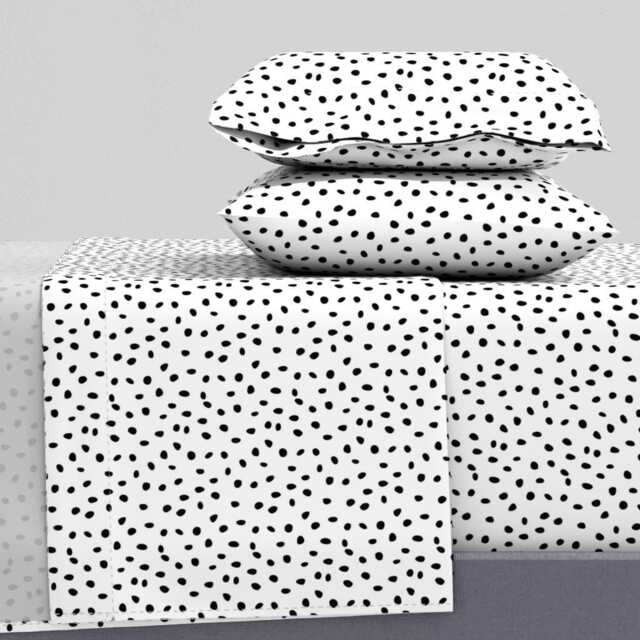 Animal Print Sheets - Dalmatian Dots By Glimmericks Dog Polka Modern Cotton Sateen Sheet Set Bedding Spoonflower - image 1