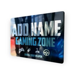 Personalised Metal Mirror Gamer Sign - Customised Printed Wall Art Plaque Gaming Zone Neural - thumbnail 1