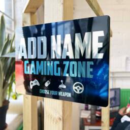 Personalised Metal Mirror Gamer Sign - Customised Printed Wall Art Plaque Gaming Zone Neural - thumbnail 2