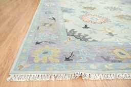 Handmade Wool Oushak Rug, Gray Lavender Floral, Modern Fine Wooldecor Ar_3459 - thumbnail 1