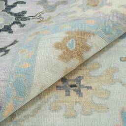 Handmade Wool Oushak Rug, Gray Lavender Floral, Modern Fine Wooldecor Ar_3459 - thumbnail 2