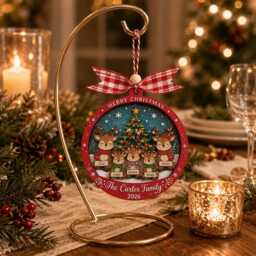 Personalized Family Christmas Ornament - Custom Reindeer With Names 2-5 Tree Decoration-2026 Keepsake Gift - thumbnail 4