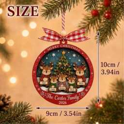 Personalized Family Christmas Ornament - Custom Reindeer With Names 2-5 Tree Decoration-2026 Keepsake Gift - thumbnail 2
