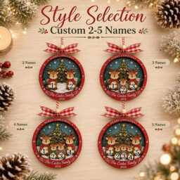 Personalized Family Christmas Ornament - Custom Reindeer With Names 2-5 Tree Decoration-2026 Keepsake Gift - thumbnail 3