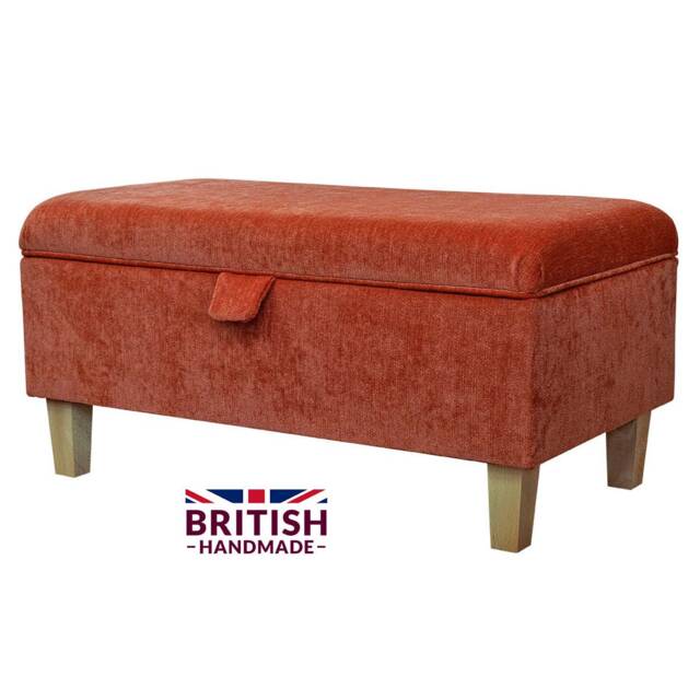 storage Footstool, Ottoman, Pouffe in A Pimlico Crush Copper Velvet Upholstered Fabric - image 1