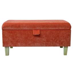 storage Footstool, Ottoman, Pouffe in A Pimlico Crush Copper Velvet Upholstered Fabric - thumbnail 3