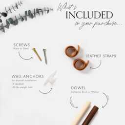 Leather Toilet Paper Holder Kit With Wood Dowel Walnut Or Birch Simple Loo Roll Holder Minimalist Leather Strap Hooks Rustic Bathroom Decor - thumbnail 2