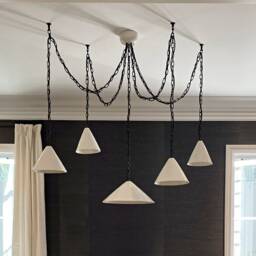Kitchen Island Pendant Light Handmade Ceramic Blue White Modern Lamp Rustic Lighting - thumbnail 4