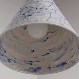 Kitchen Island Pendant Light Handmade Ceramic Blue White Modern Lamp Rustic Lighting - thumbnail 3
