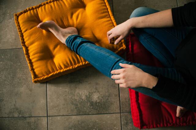 Mustard Hemp Floor Cushion With Organic Hemp Fiber Filling in Linen Fabric/Floor Pillow Pillow Seat Bench Window Mudroom - image 1