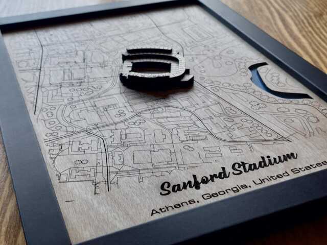 Sanford Stadium Wall Art Laser Engraved Wood, Georgia Bulldogs Gift - image 1