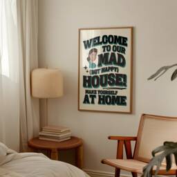 Mad House Retro 70S Print Funny Home Welcome Art - thumbnail 3