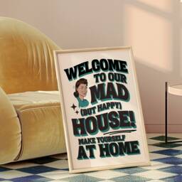 Mad House Retro 70S Print Funny Home Welcome Art - thumbnail 2