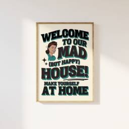 Mad House Retro 70S Print Funny Home Welcome Art - thumbnail 1
