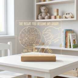 The Night You Became My Daddy Led Lamp, Custom Star Map Light, Personalized Dad Keepsake, New Father Unique Gift From Baby - thumbnail 3