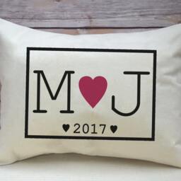 Anniversary Gift, Wedding Gift Idea, 2nd Anniversary, Heart Pillow, Personalized Date, Monogram Pillow - thumbnail 3