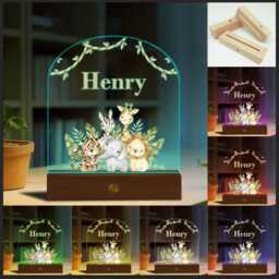 Custom Name Baby Night Light - Floral Butterfly Nursery Lamp, Personalised Gift For Newborn, Christening, Birthday, Christmas Changing - thumbnail 2