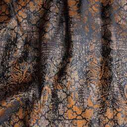 striped Damask Curtain Panel Black, Brown & Orange Custom Drape - thumbnail 2