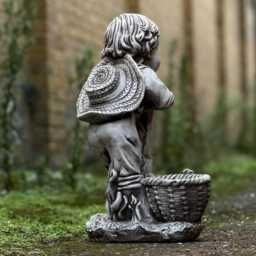 Sleeping Child Garden Statue Concrete Boy With Shovel Ornament Handmade Children Basket Figurine Outdoor Farm Decoration Yard Art Decor - thumbnail 4