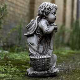Sleeping Child Garden Statue Concrete Boy With Shovel Ornament Handmade Children Basket Figurine Outdoor Farm Decoration Yard Art Decor - thumbnail 3