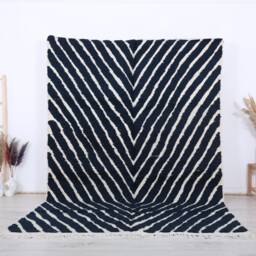 Moroccan Rug, 6x10 Ft Beni Ouarain Rug, Fabulous White & Black Carpet - thumbnail 1