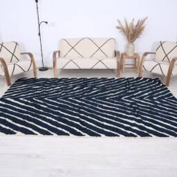 Moroccan Rug, 6x10 Ft Beni Ouarain Rug, Fabulous White & Black Carpet - thumbnail 3